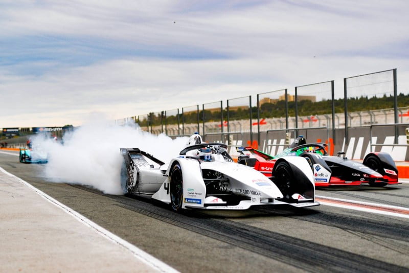 Formula E cars prepare to race ahead of the 2019-20 FIA Formula E Season
