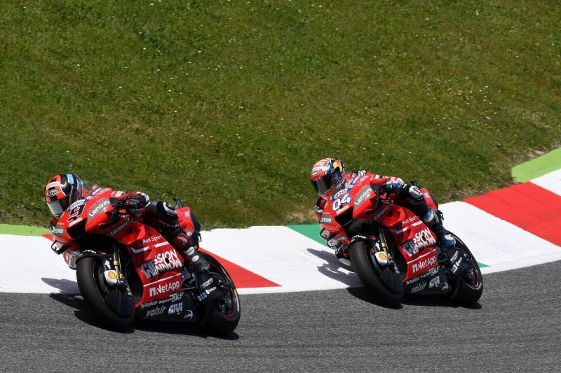 Ducati riders Danilo Petrucci and Andrea Dovizioso ride in Mugello for the Italian MotoGP