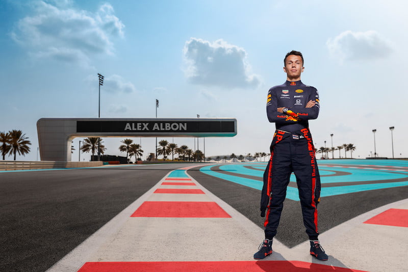 Red Bull Racing driver Alexander Albon poses at the Spa Francorchamps for this debut race with the team