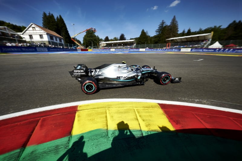 Mercedes races around the Spa Francorchamps circuit in Belgium, a race they could have won