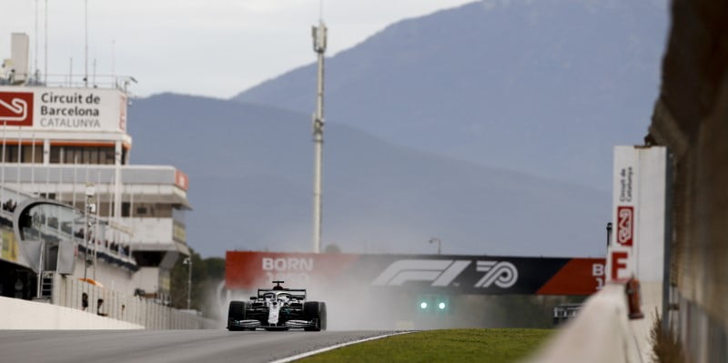 A Mercedes F1 car races as the sport experiments with race formats to maximise the F1 2020 calendar