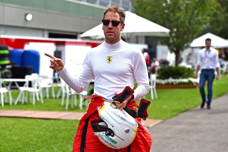 Sebastian Vettel at the 2020 Australian Grand Prix for Ferrari competing against the Nicholas Todt managed Charles Leclerc