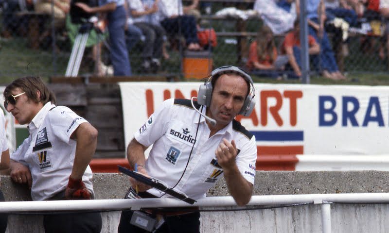 Frank Williams guides his F1 cars at a Grand Prix before Claire took over reigns of the team