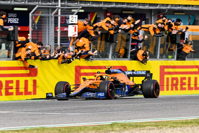 Mclaren's Lando Norris starred in both halves of the 2021 Emilia Romagna Grand Prix (courtesy: Mclaren)