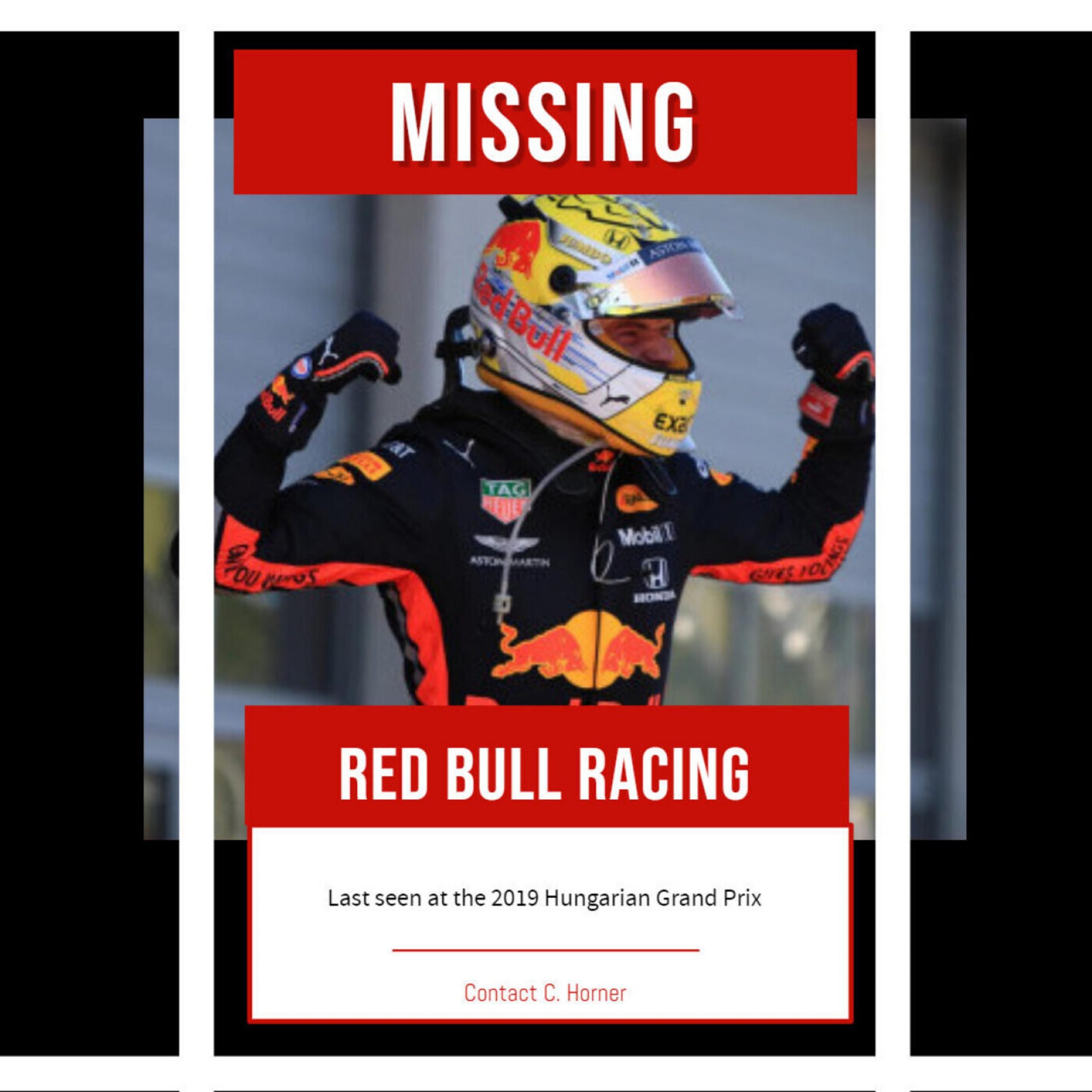 36: Red Bull Racing Go Red Bull Missing